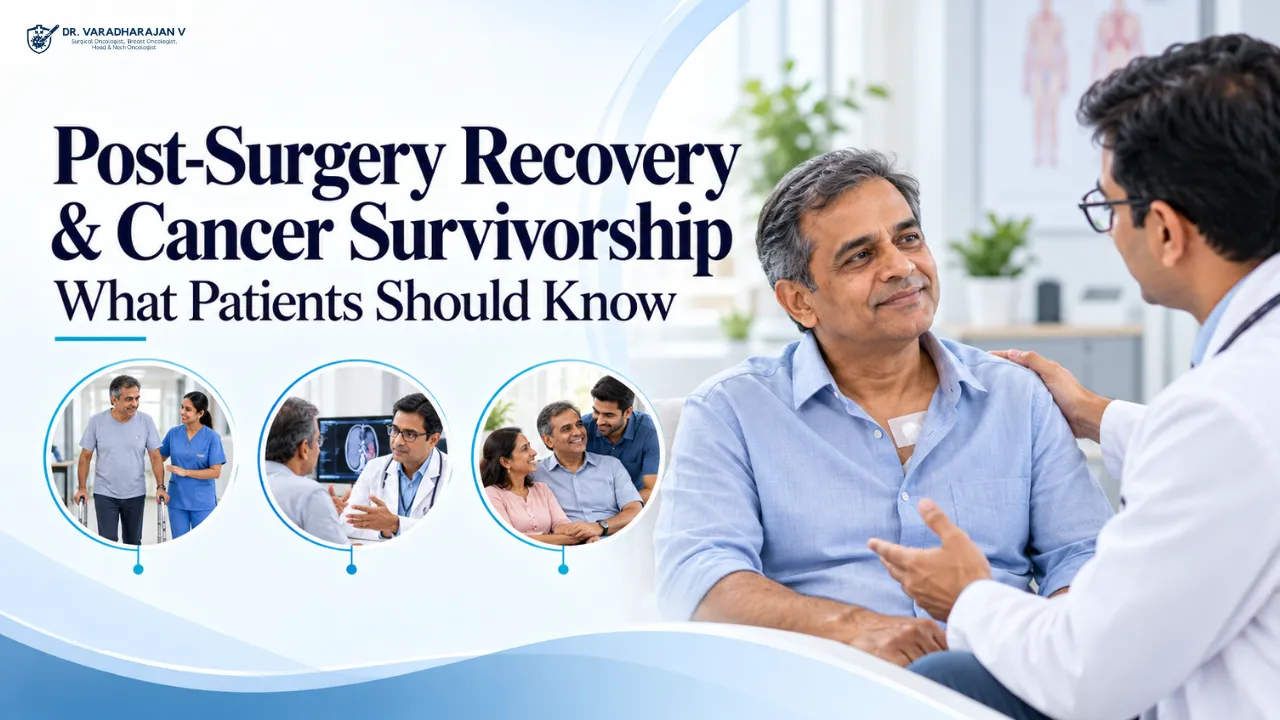 Patient resting at home with a follow-up care plan after cancer surgery