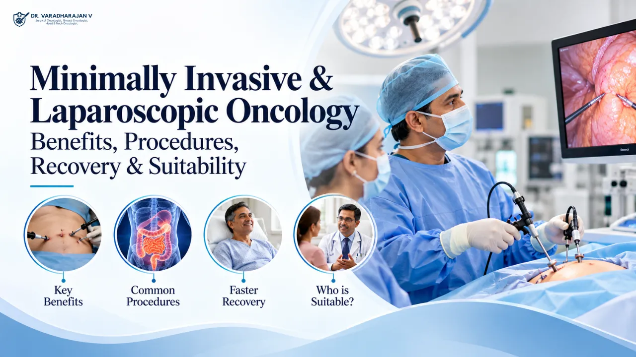 Laparoscopic instruments and camera illustration beside an operating team
