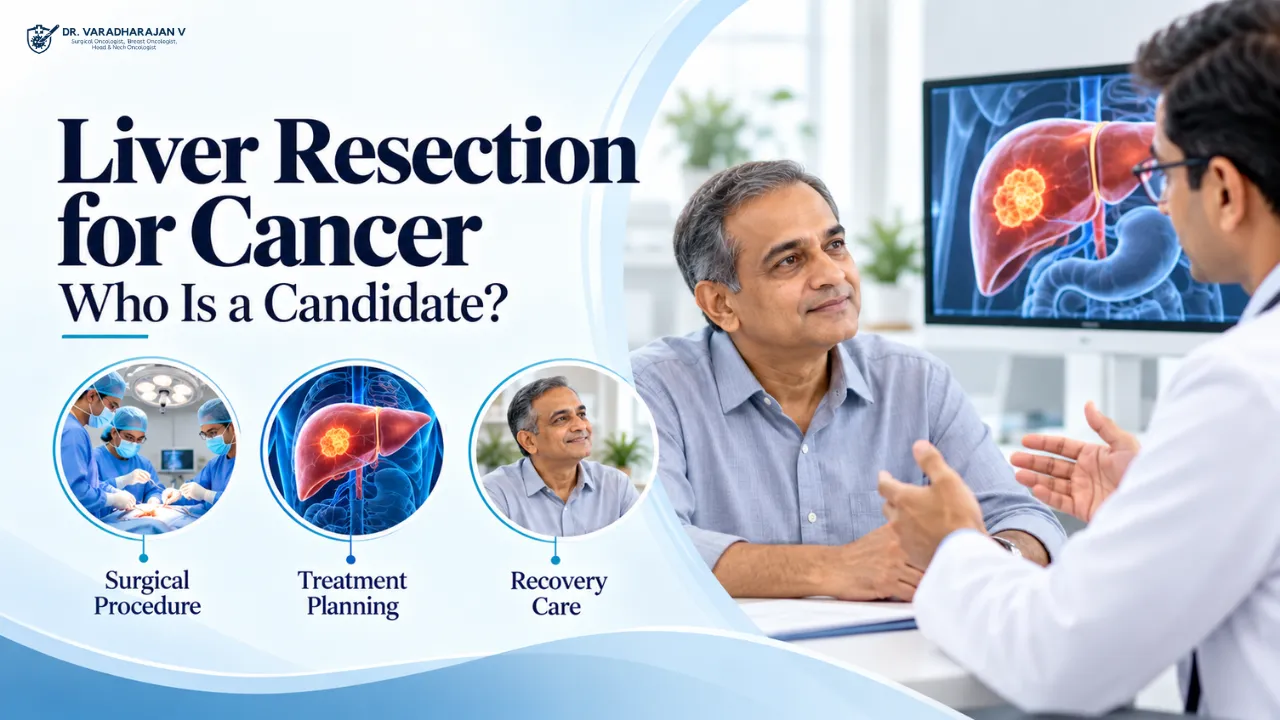Doctor pointing to a liver model while explaining resection to a patient