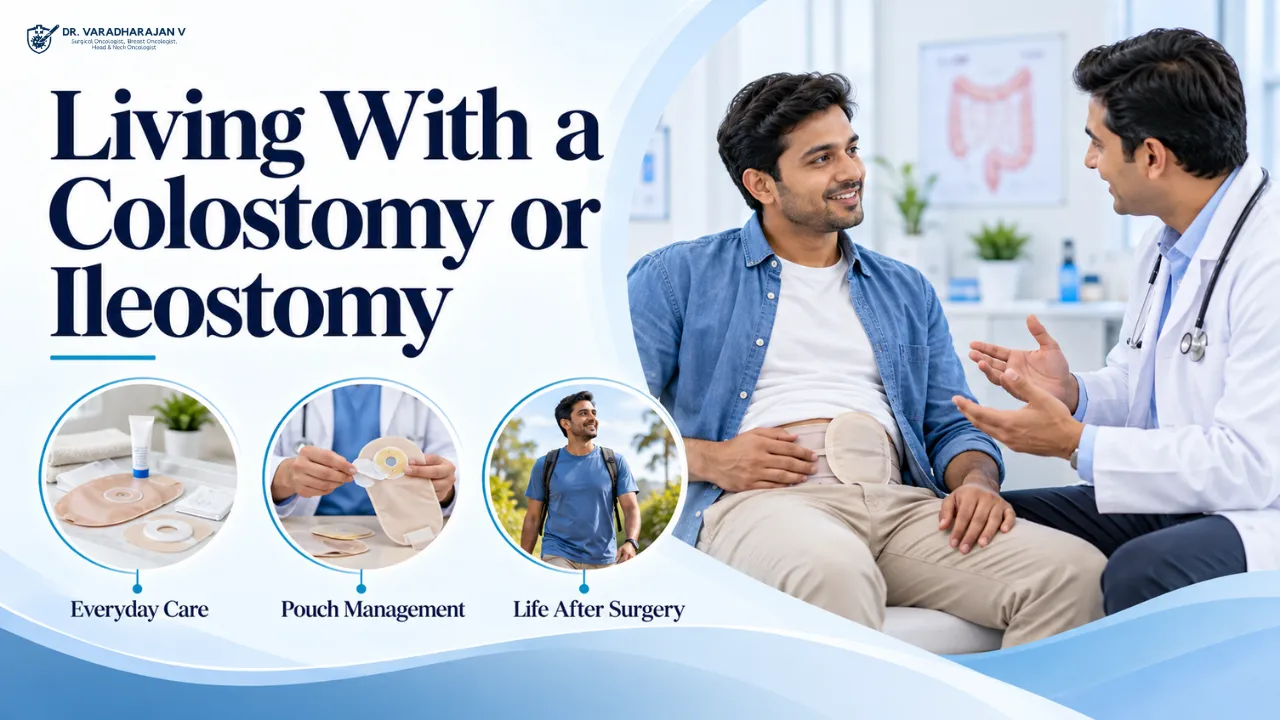 Man with a stoma chatting confidently with friends at a cafe