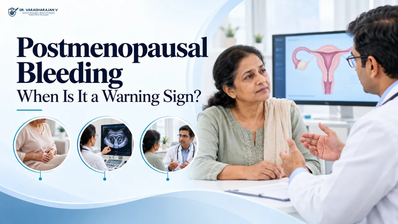Woman consulting a doctor about postmenopausal bleeding in a clinic