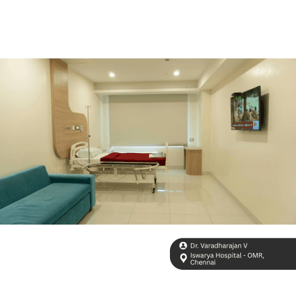 Patient room at Iswarya Hospital